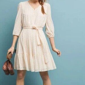 Gal Meets Glam Mariella Cream Eyelet Fit & Flare Dress Sz 2